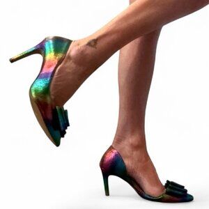 Betsey Johnson Prince D'Orsay Rainbow Metallic Pump Size 7